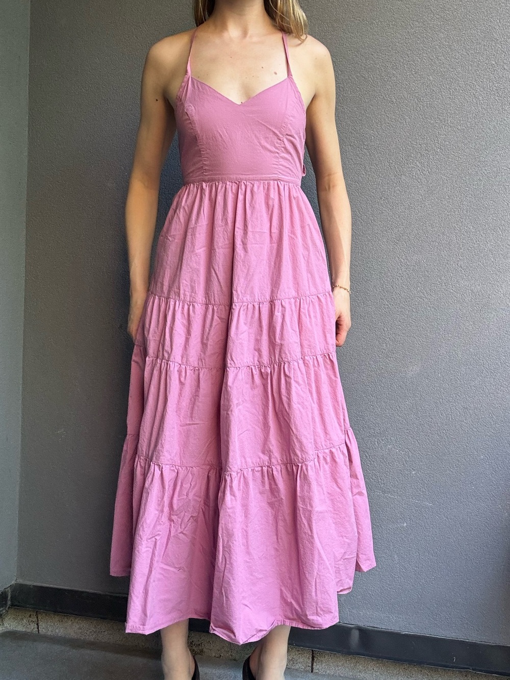 Madewell Pink Tiered Spaghetti-Strap Maxi Dress - Size XS